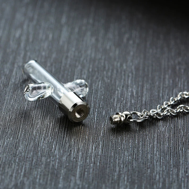 Glass Cross Cremation Necklace