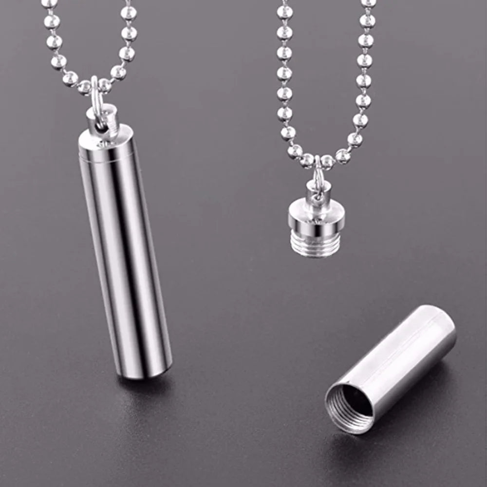 Stainless Steel Cylinder Cremation Necklace