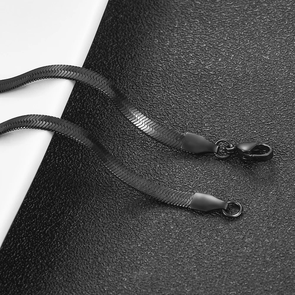 Black Flat Snake Chain