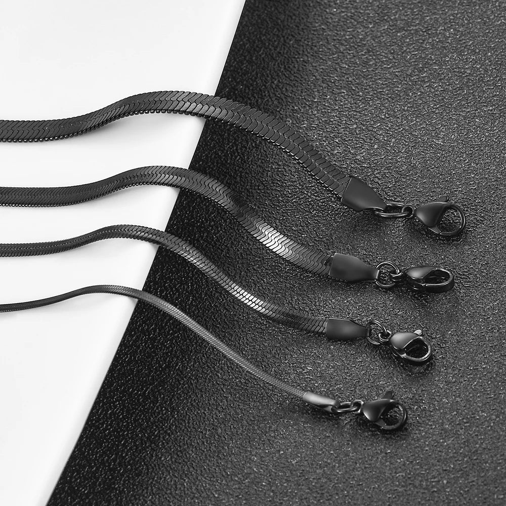 Black Flat Snake Chain