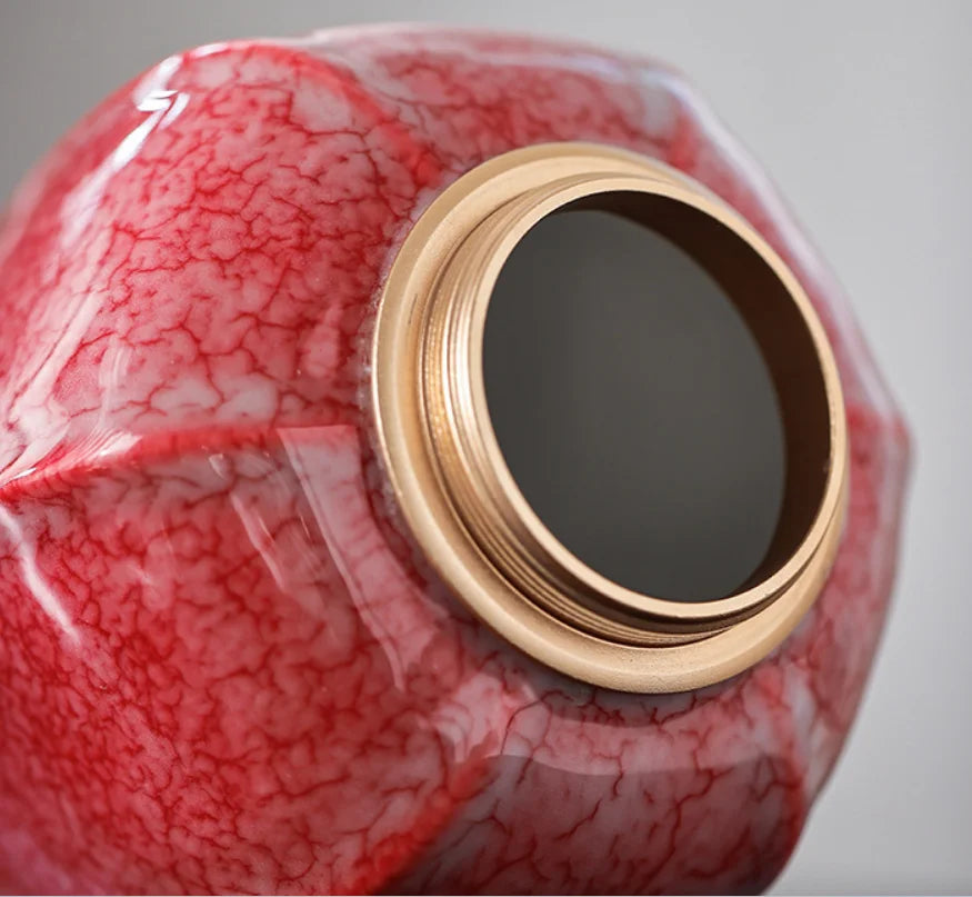 Large Red Ceramic Ashes Urn