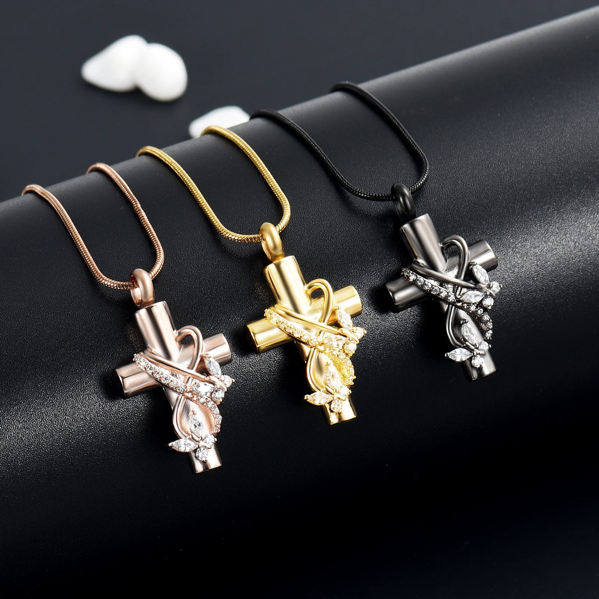 Cross &amp; Butterflies Cremation Necklace