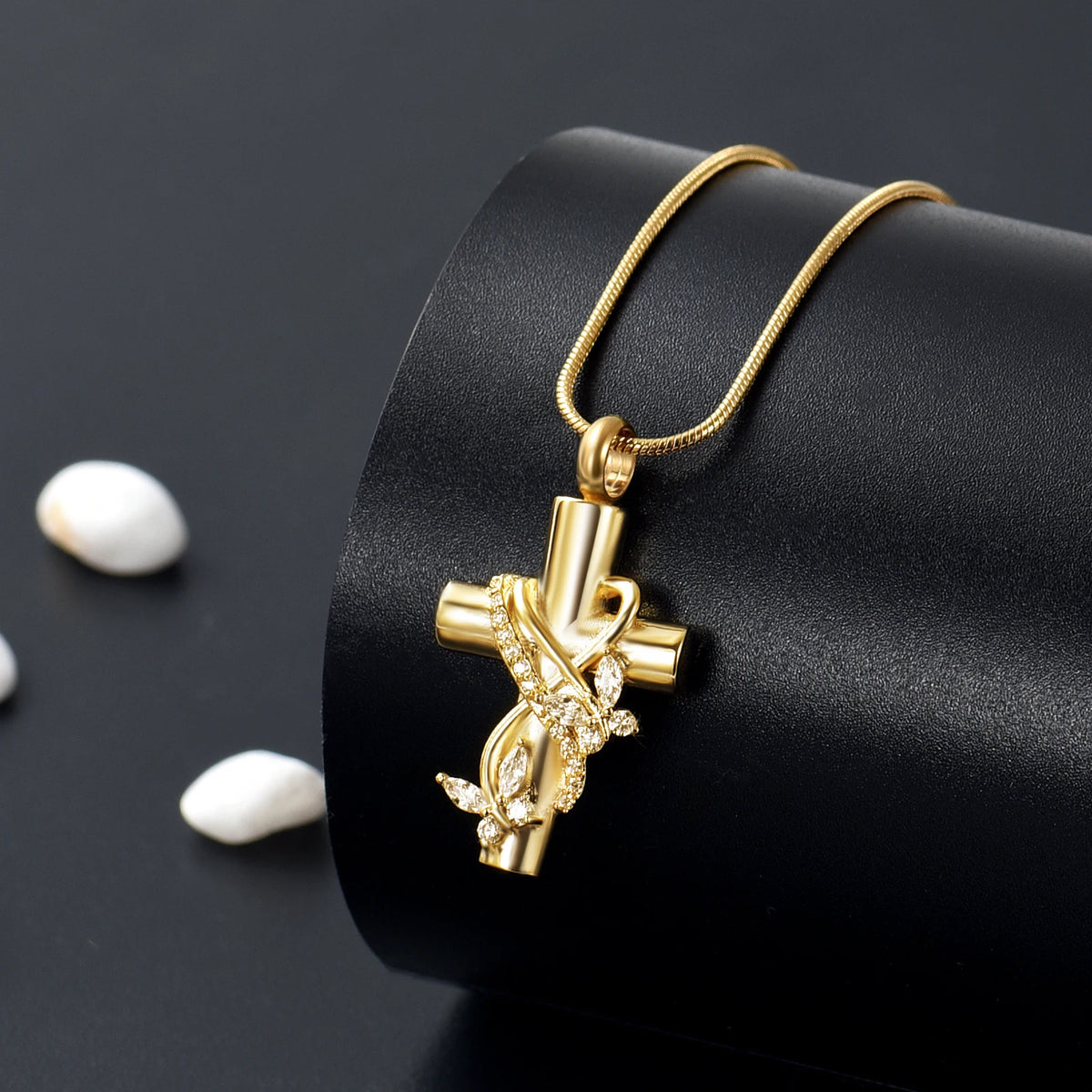 Cross &amp; Butterflies Cremation Necklace