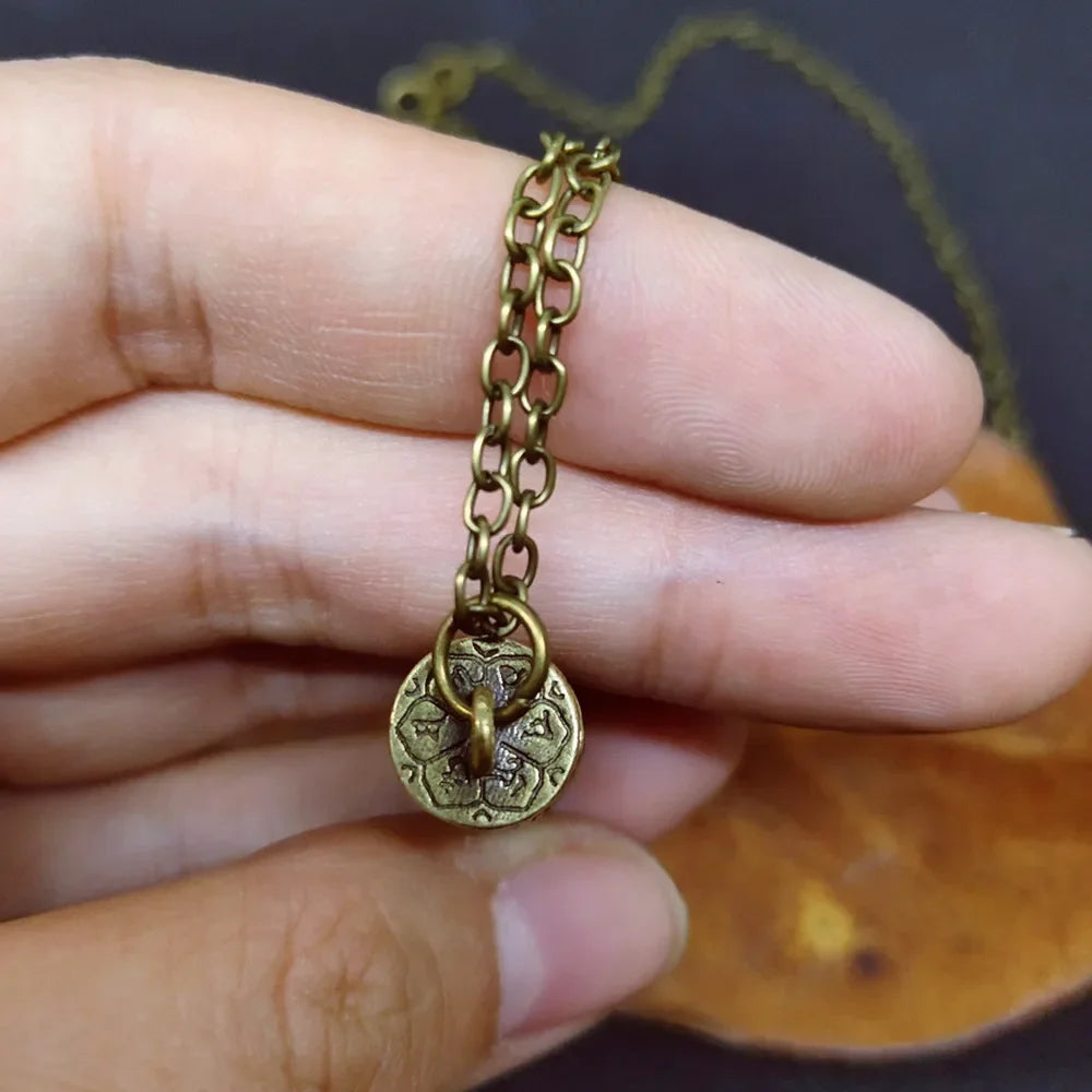 Retro Brass Sanskrit Mantra Cremation Necklace
