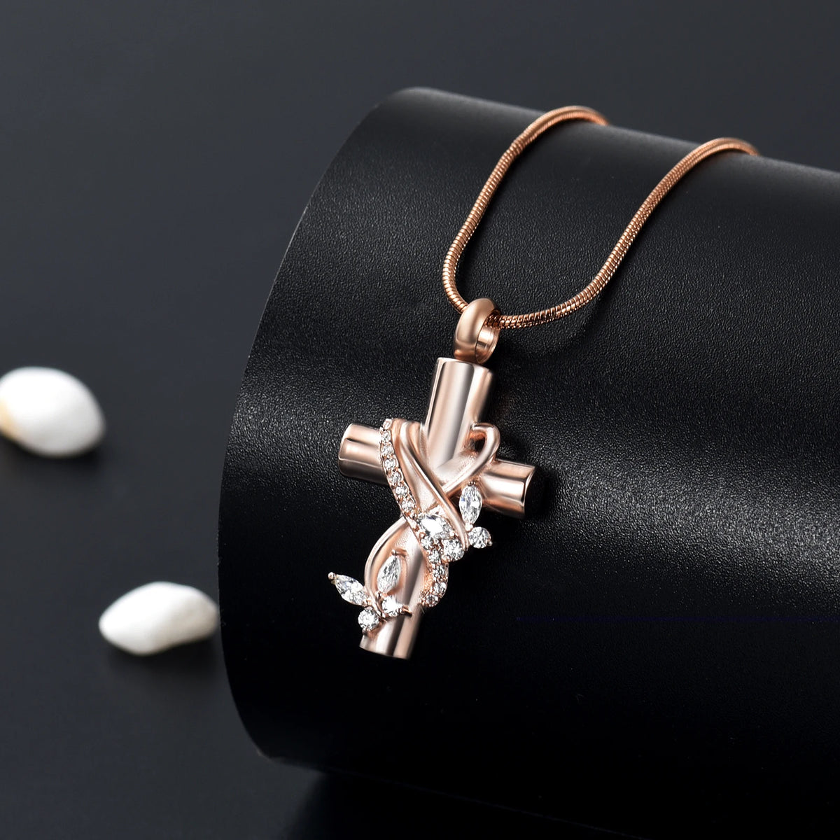 Cross &amp; Butterflies Cremation Necklace