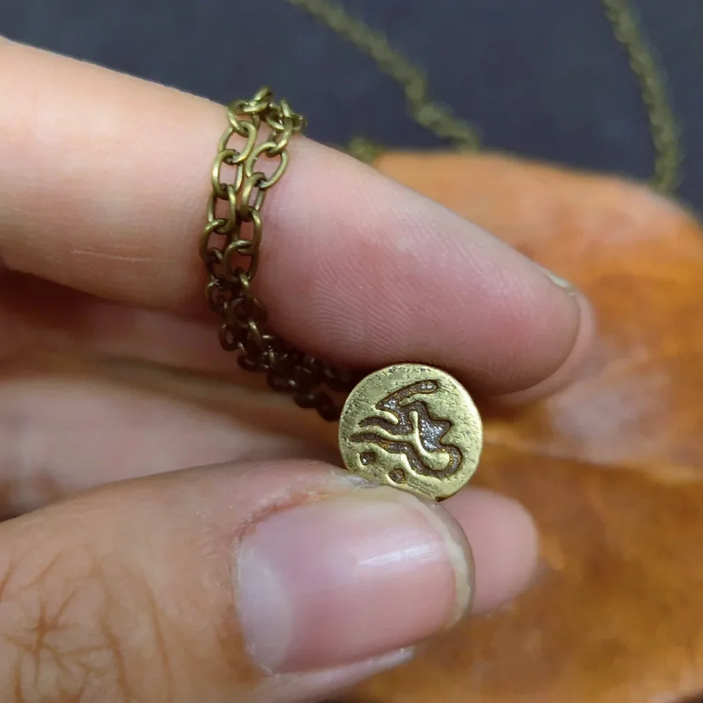 Retro Brass Sanskrit Mantra Cremation Necklace