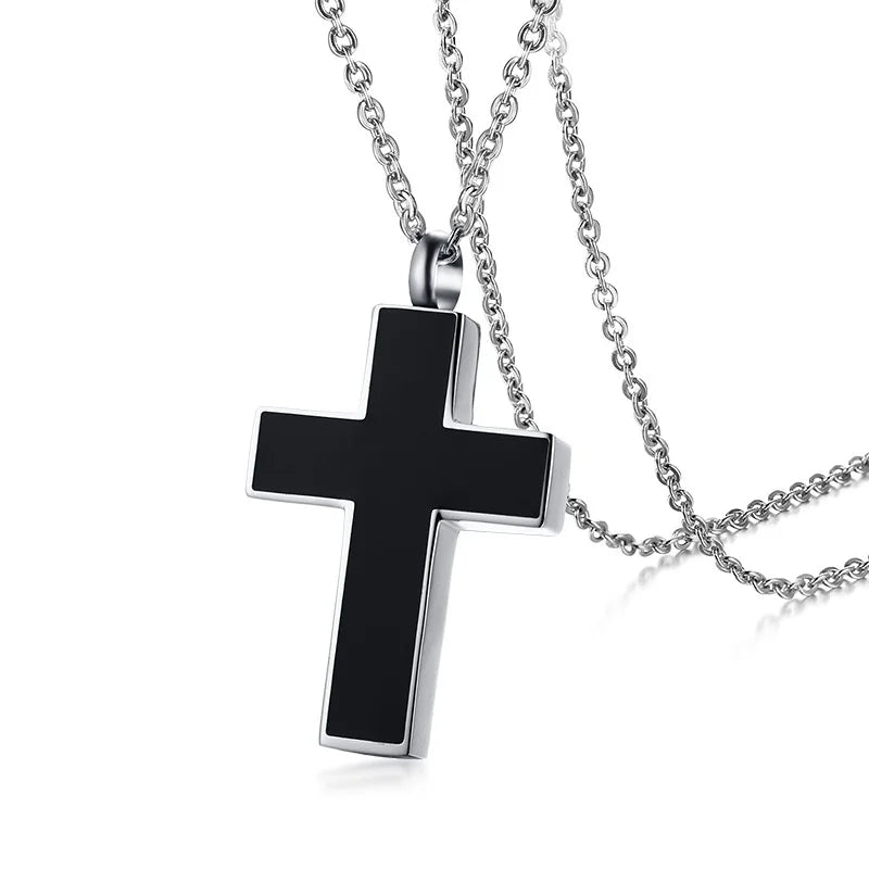 Black Cross Cremation Necklace