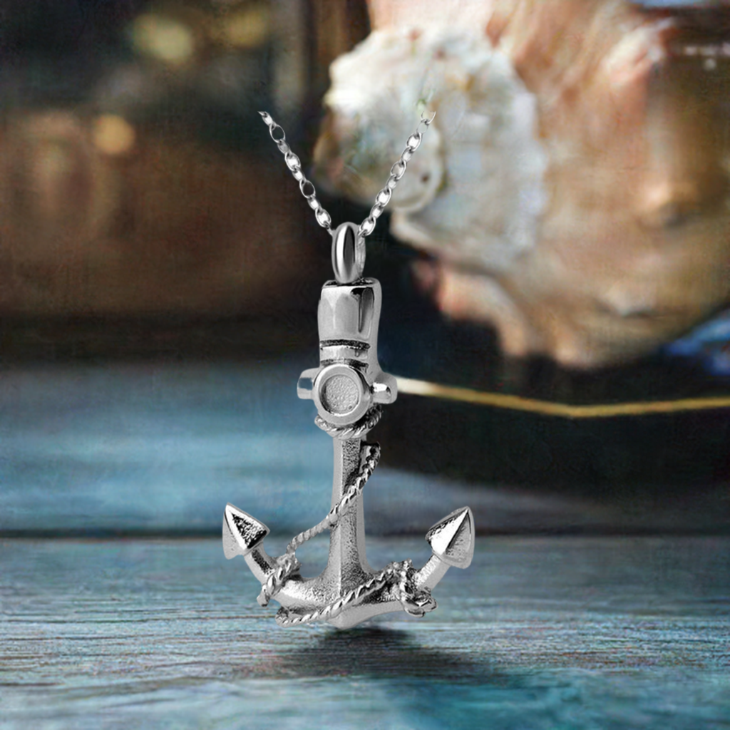 Anchor &amp; Twisted Rope Ashes Necklace