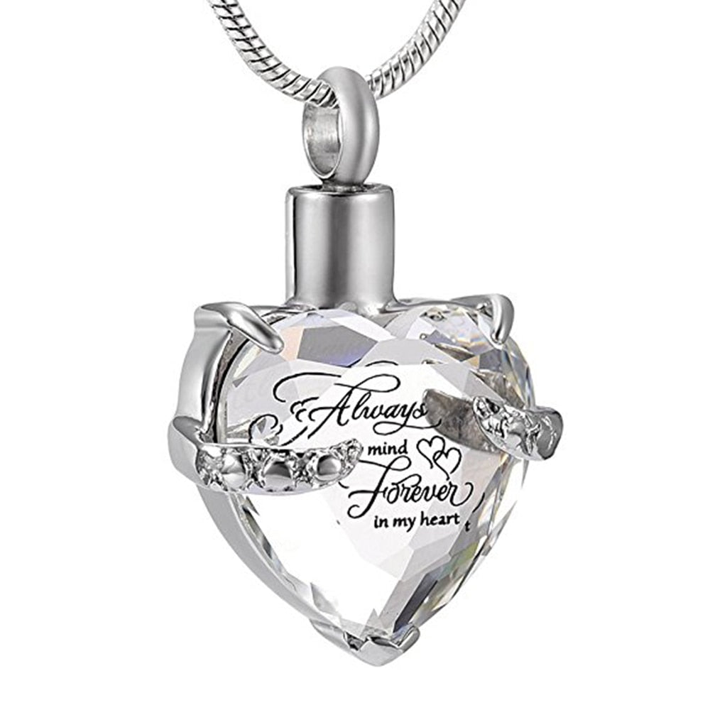 Heart-Shaped Crystal Ashes Necklace