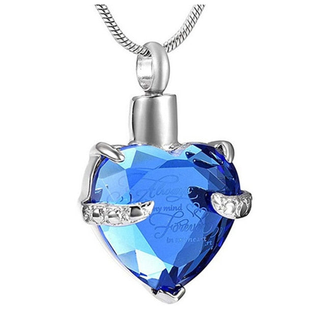 Heart-Shaped Crystal Ashes Necklace