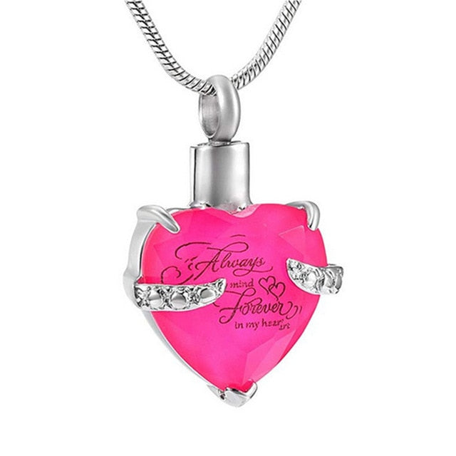 Heart-Shaped Crystal Ashes Necklace