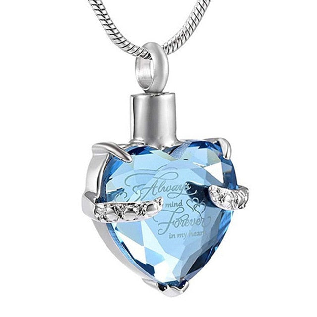 Heart-Shaped Crystal Ashes Necklace