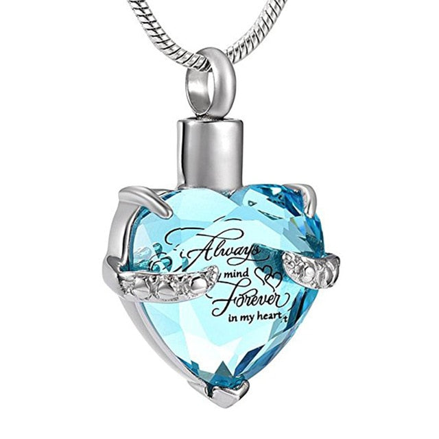 Heart-Shaped Crystal Ashes Necklace