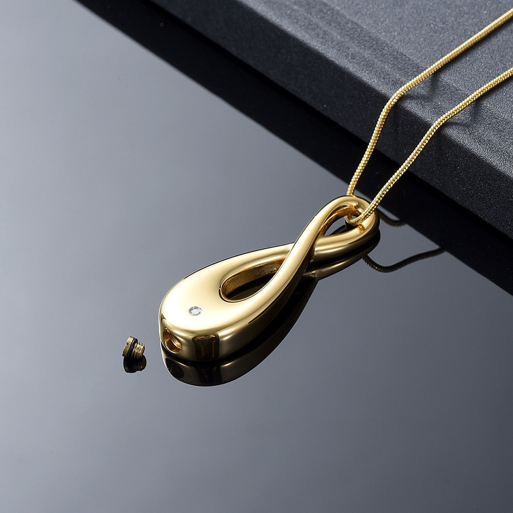 Infinity Cremation Pendant with Crystal