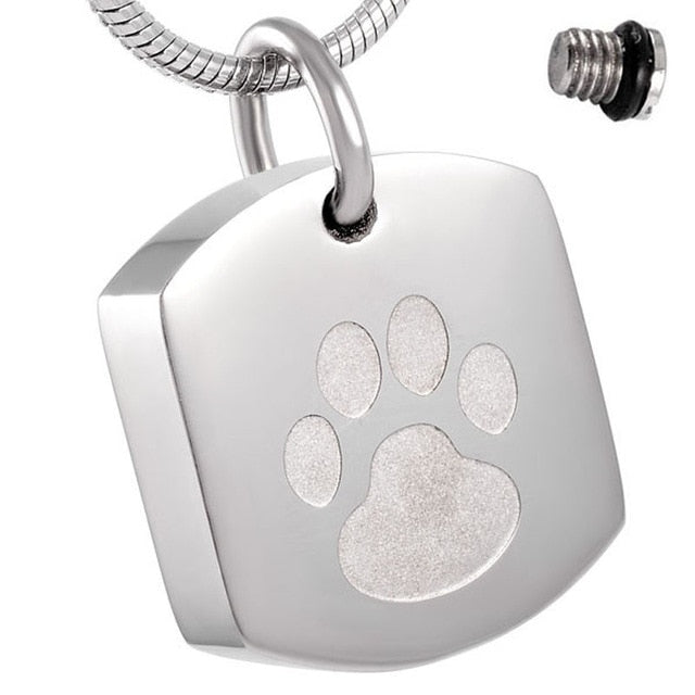 Paw Print Pet Memorial Urn Pendant Necklace