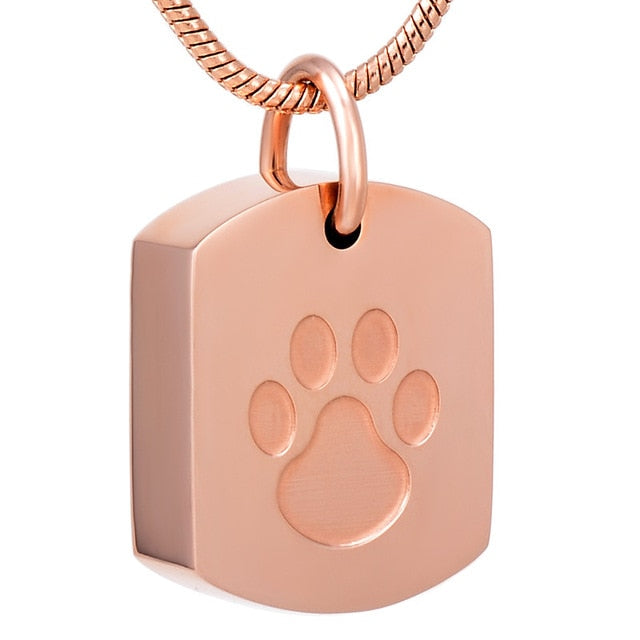 Paw Print Pet Memorial Urn Pendant Necklace