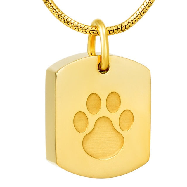 Paw Print Pet Memorial Urn Pendant Necklace