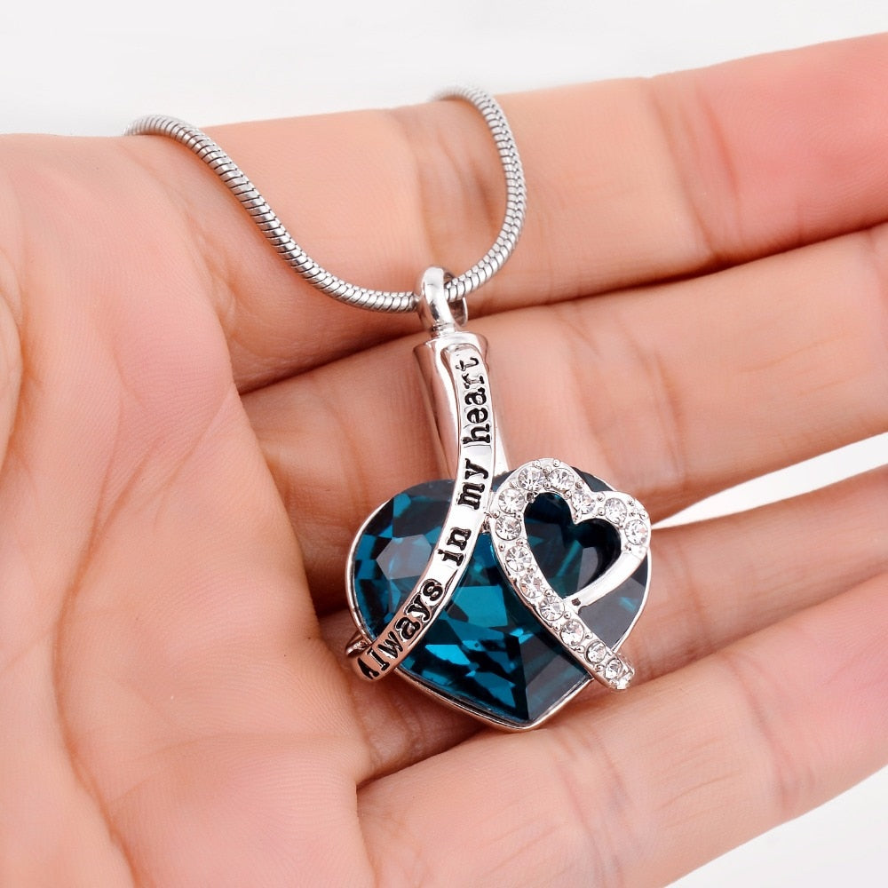 &quot;Always in my heart&quot; Birthstone Urn Pendant