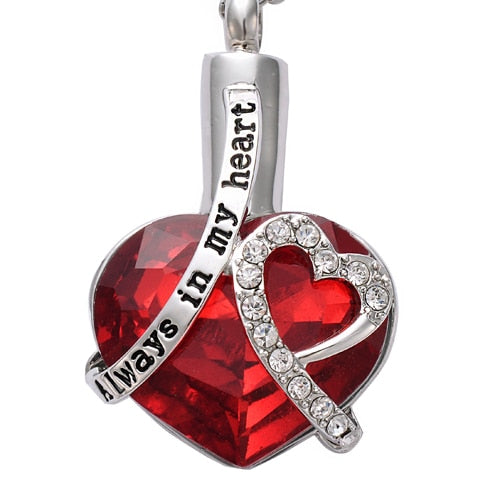 &quot;Always in my heart&quot; Birthstone Urn Pendant