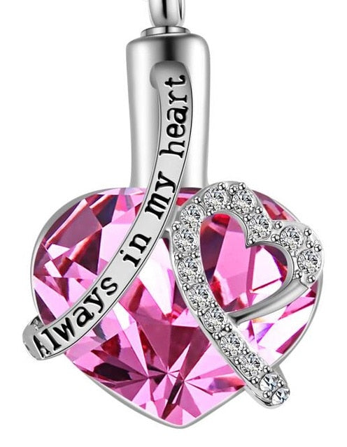 &quot;Always in my heart&quot; Birthstone Urn Pendant