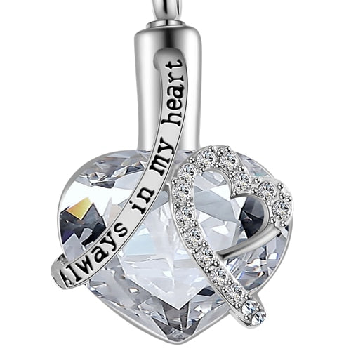 &quot;Always in my heart&quot; Birthstone Urn Pendant