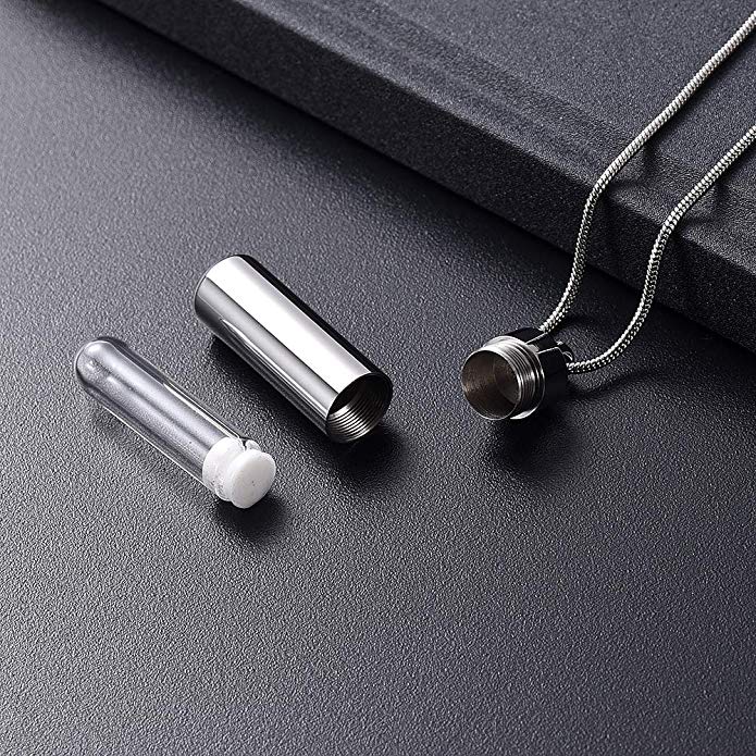 Cylinder Pendant Necklace with Glass Tube