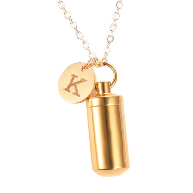 Cylinder Cremation Necklace with Initial Charm