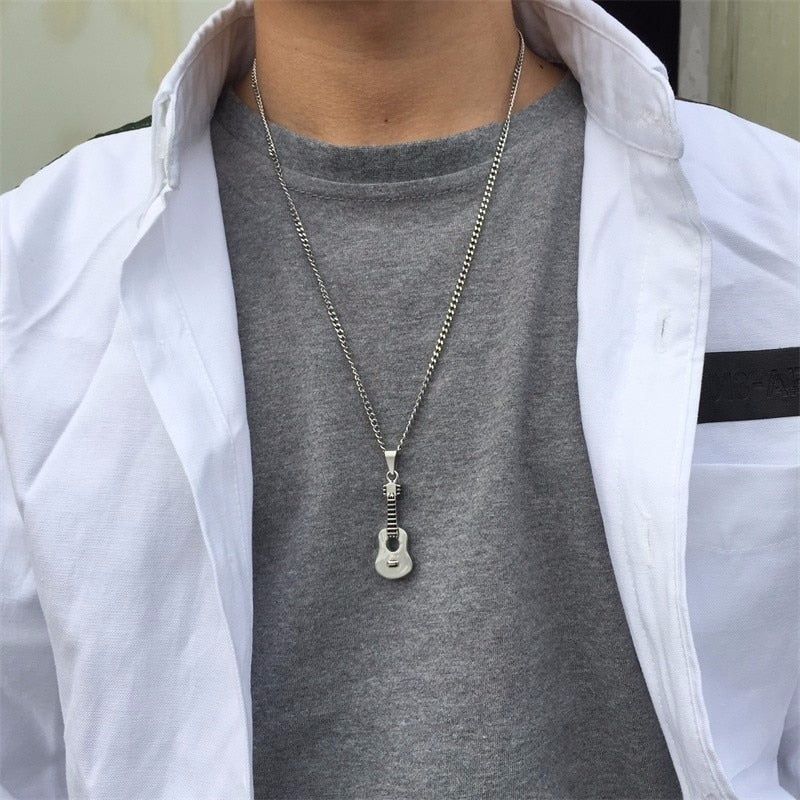 Acoustic Guitar Cremation Pendant Necklace