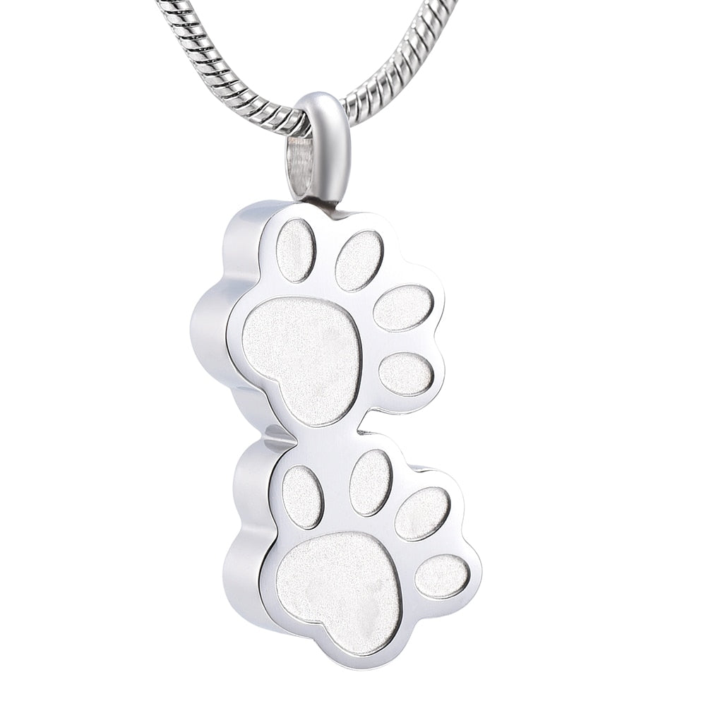 Double Dog/Cat Paw Cremation Necklace