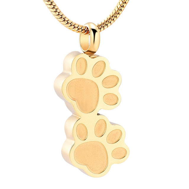 Double Dog/Cat Paw Cremation Necklace