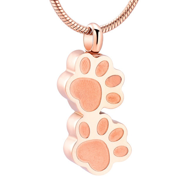 Double Dog/Cat Paw Cremation Necklace