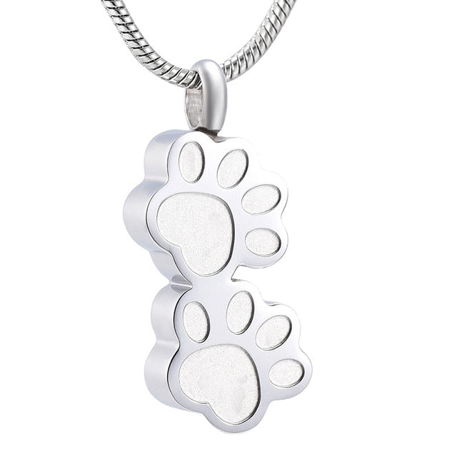 Double Dog/Cat Paw Cremation Necklace