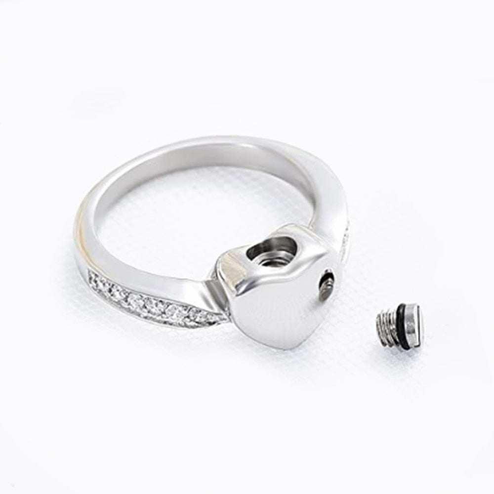 Cremation Jewelry Crystal Heart Ring