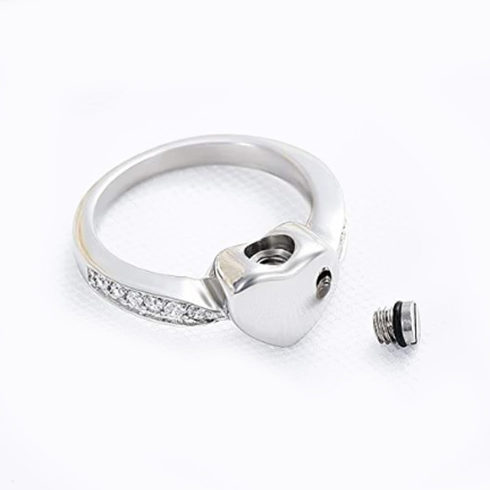 Cremation Jewelry Crystal Heart Ring