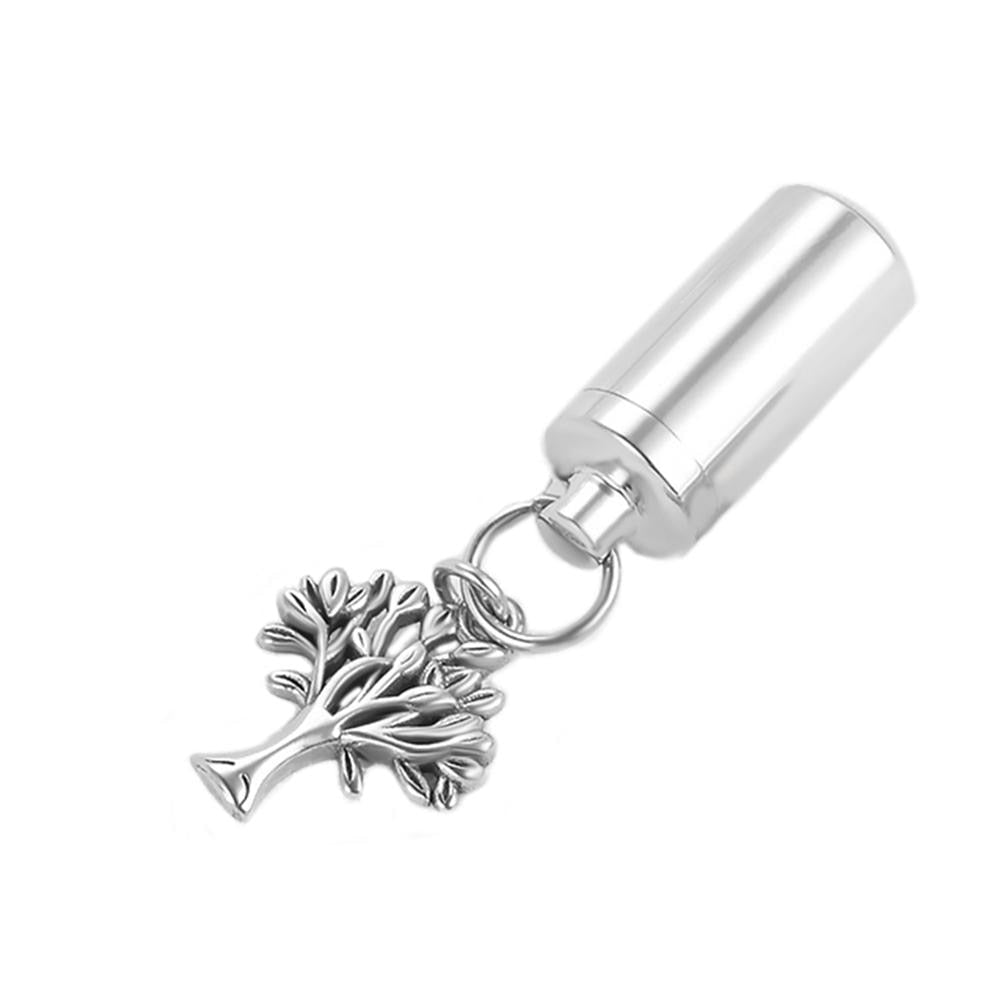 Tree of Life Charm &amp; Ashes Cylinder Pendant Necklace