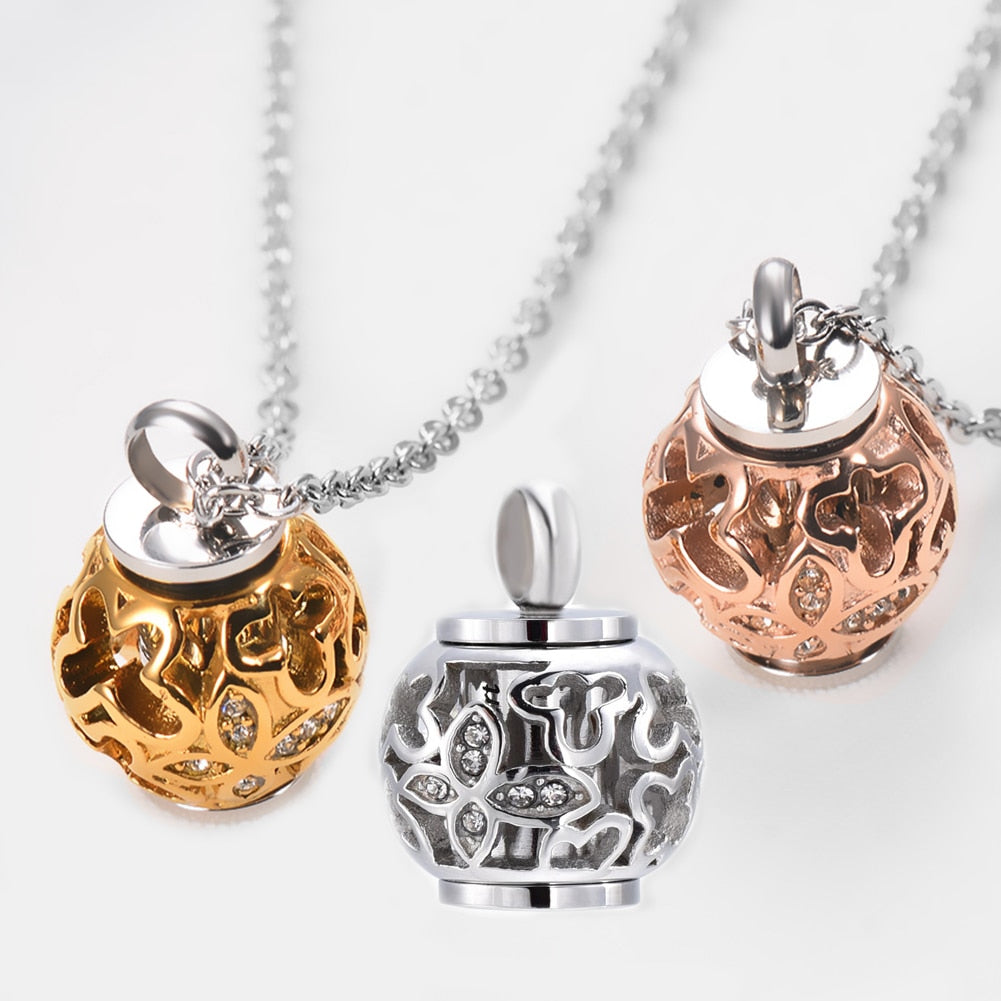 Stylized Globe Pendant Cremation Necklace