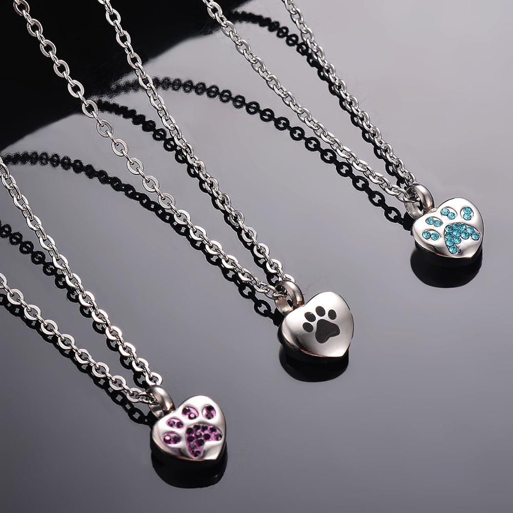 Stainless Steel Rhinestone Pet Cremation Necklace
