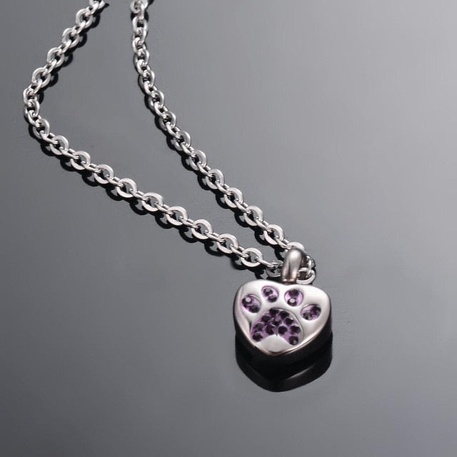 Stainless Steel Rhinestone Pet Cremation Necklace