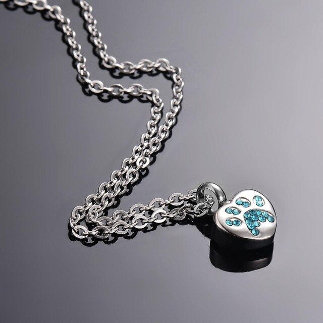 Stainless Steel Rhinestone Pet Cremation Necklace