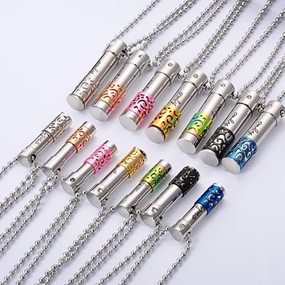 Cylinder Ashes Necklace with Geometric Design