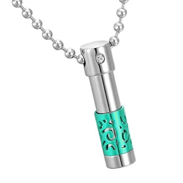 Cylinder Ashes Necklace with Geometric Design
