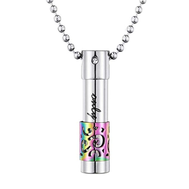 Cylinder Ashes Necklace with Geometric Design