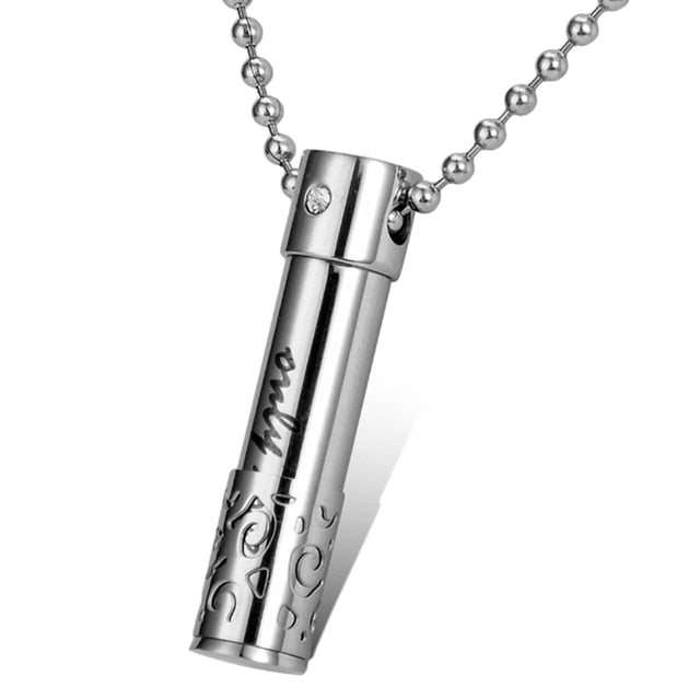 Cylinder Ashes Necklace with Geometric Design