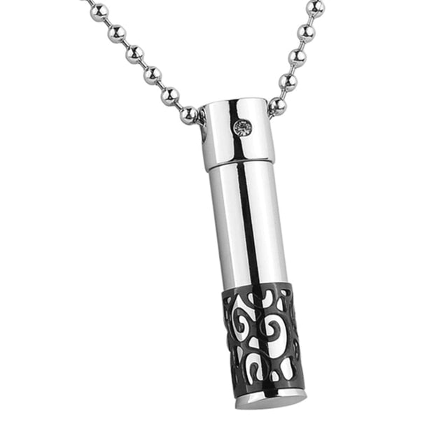 Cylinder Ashes Necklace with Geometric Design