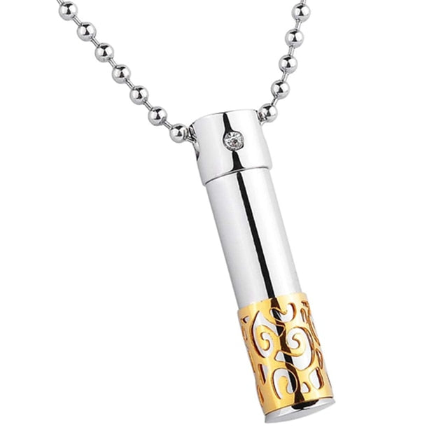 Cylinder Ashes Necklace with Geometric Design