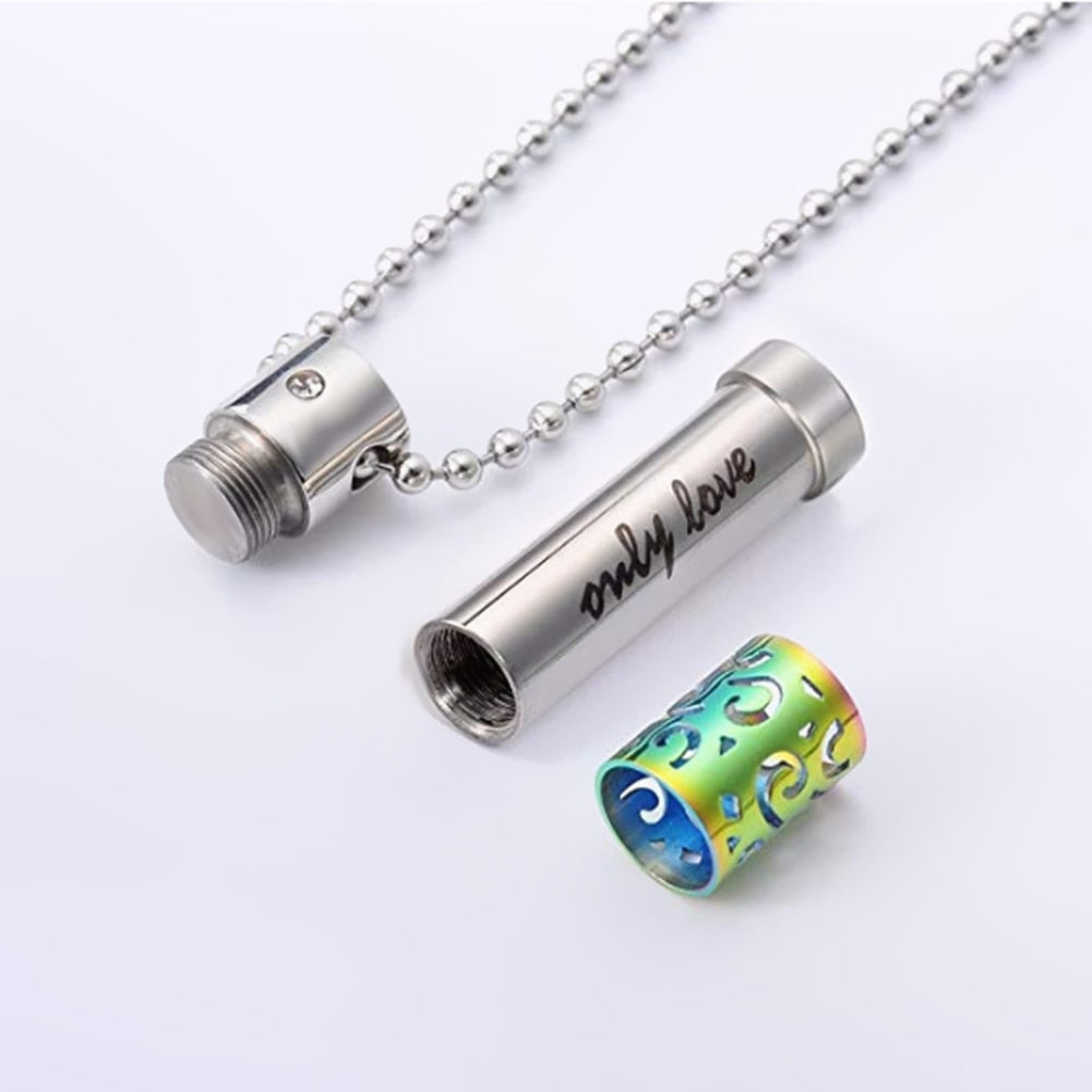 Cylinder Ashes Necklace with Geometric Design