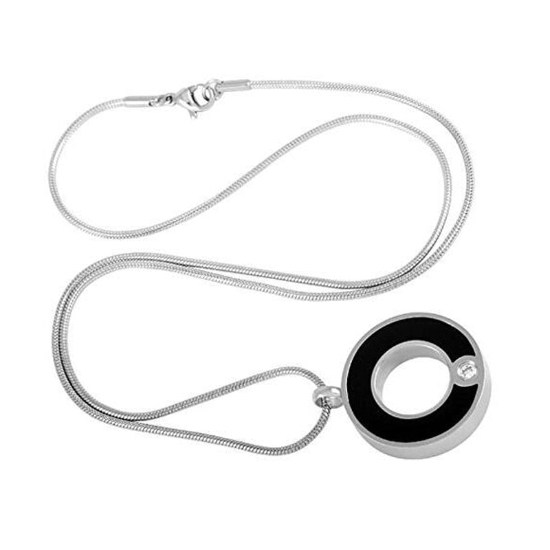 Round Cremation Pendant with Crystal