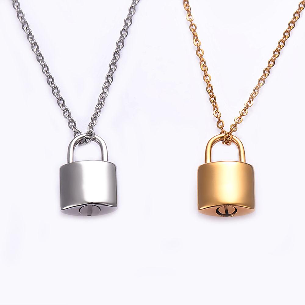 Padlock Cremation Jewelry Pendant Necklace