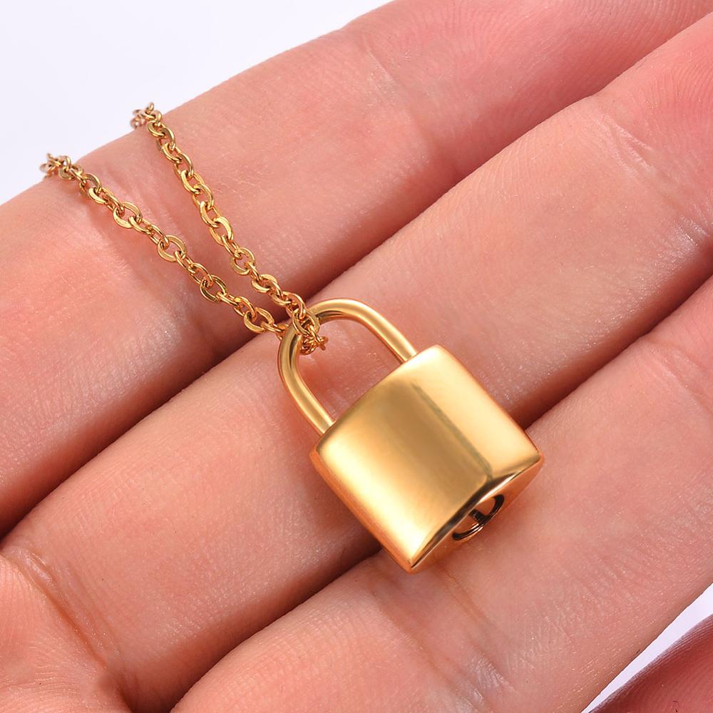 Padlock Cremation Jewelry Pendant Necklace