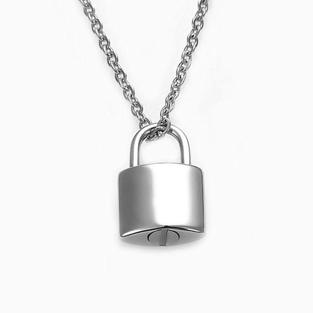 Padlock Cremation Jewelry Pendant Necklace